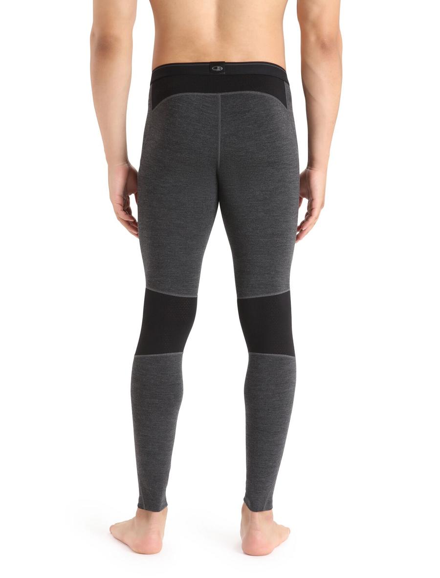 Men's Icebreaker BodyfitZone™ Merino 260 Zone Thermal Leggings Base Layers Jet Heather / Black | CA 1554CTVE